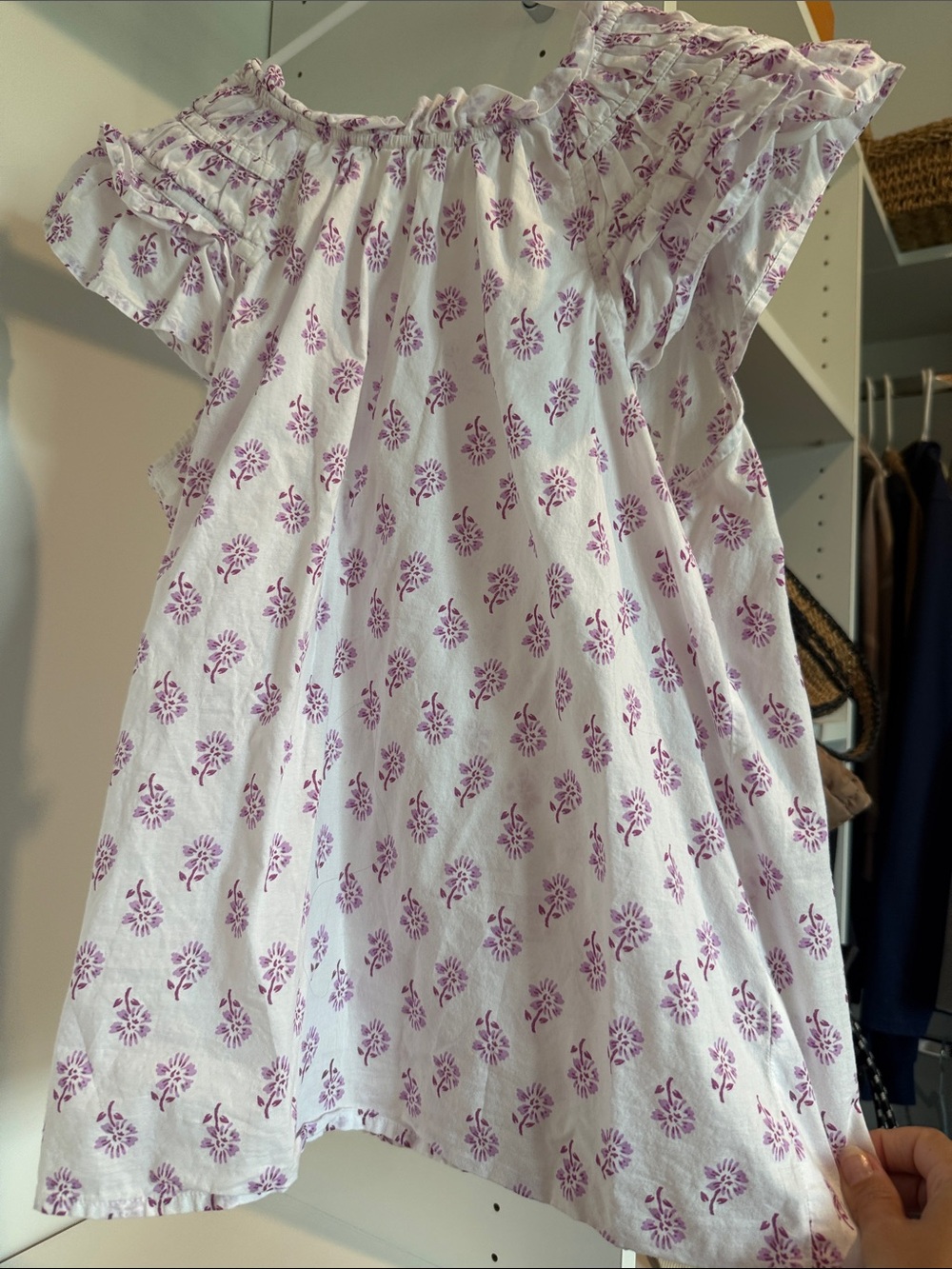 J. Crew White Tank Top with Lavender Floral Print